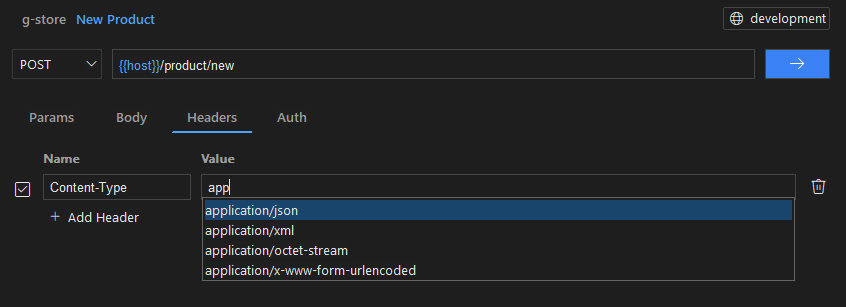 Header value autocomplete in ReqKit
